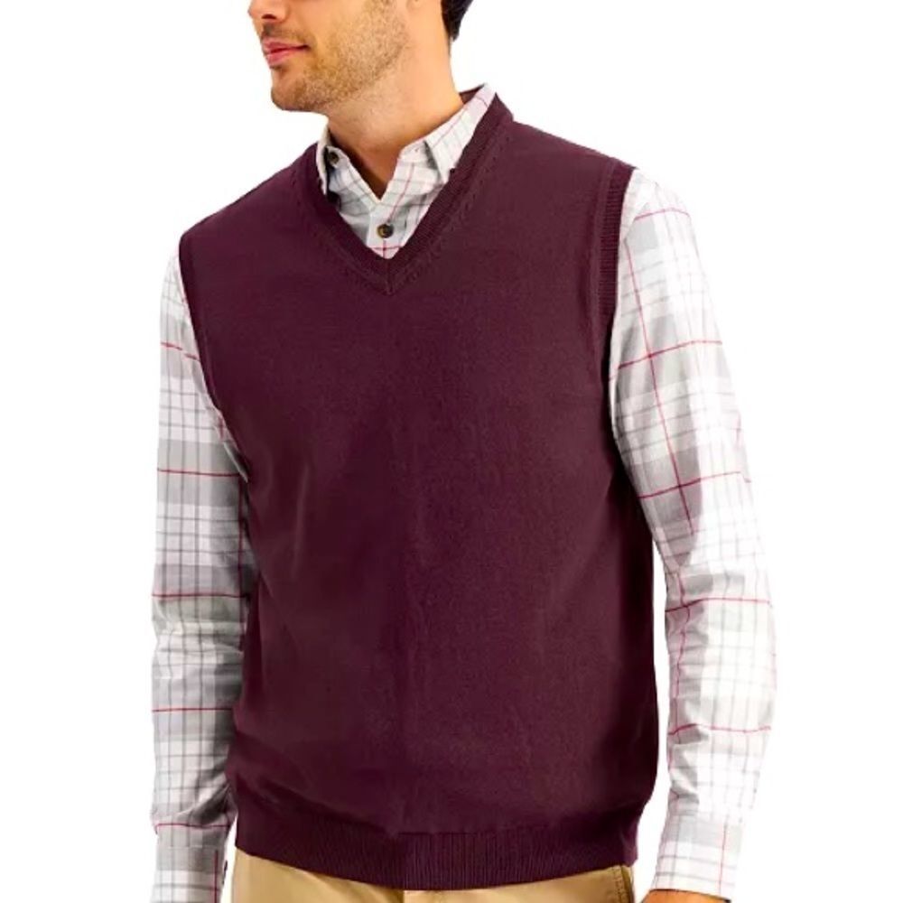 Club Room Men's Solid V-Neck Sweater Vest M